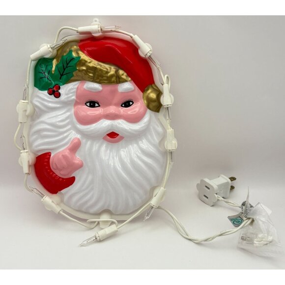 Vintage Santa Claus Face Light Up Christmas Window Decoration Retro - Picture 5 of 6